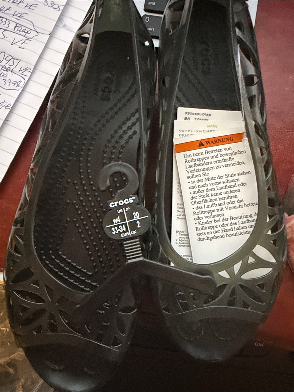 CROCS Black Cutout Slip-On Jelly Flats isabella brand new with tags